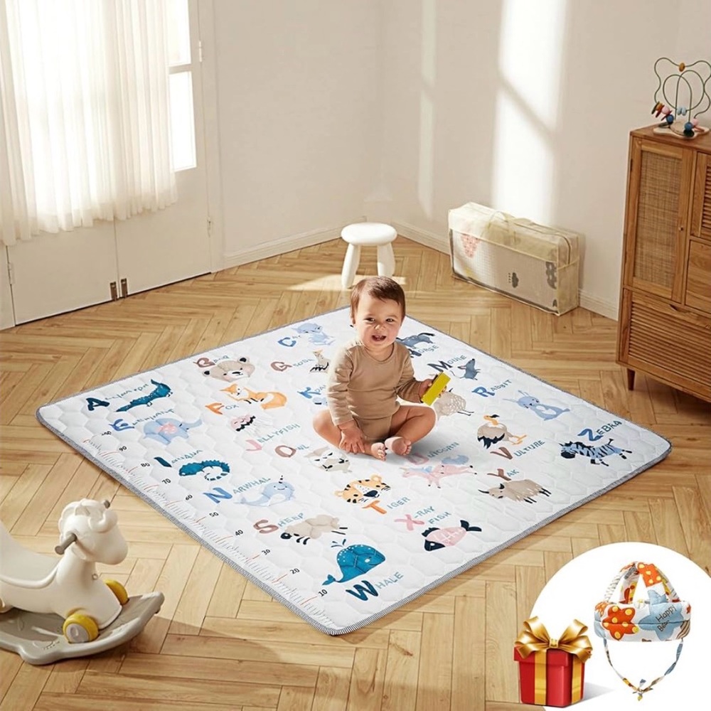 Baby Play Mat 50x50 Inch Alphabet Animal Foam Floor Mat Non-Slip Thick Cushion